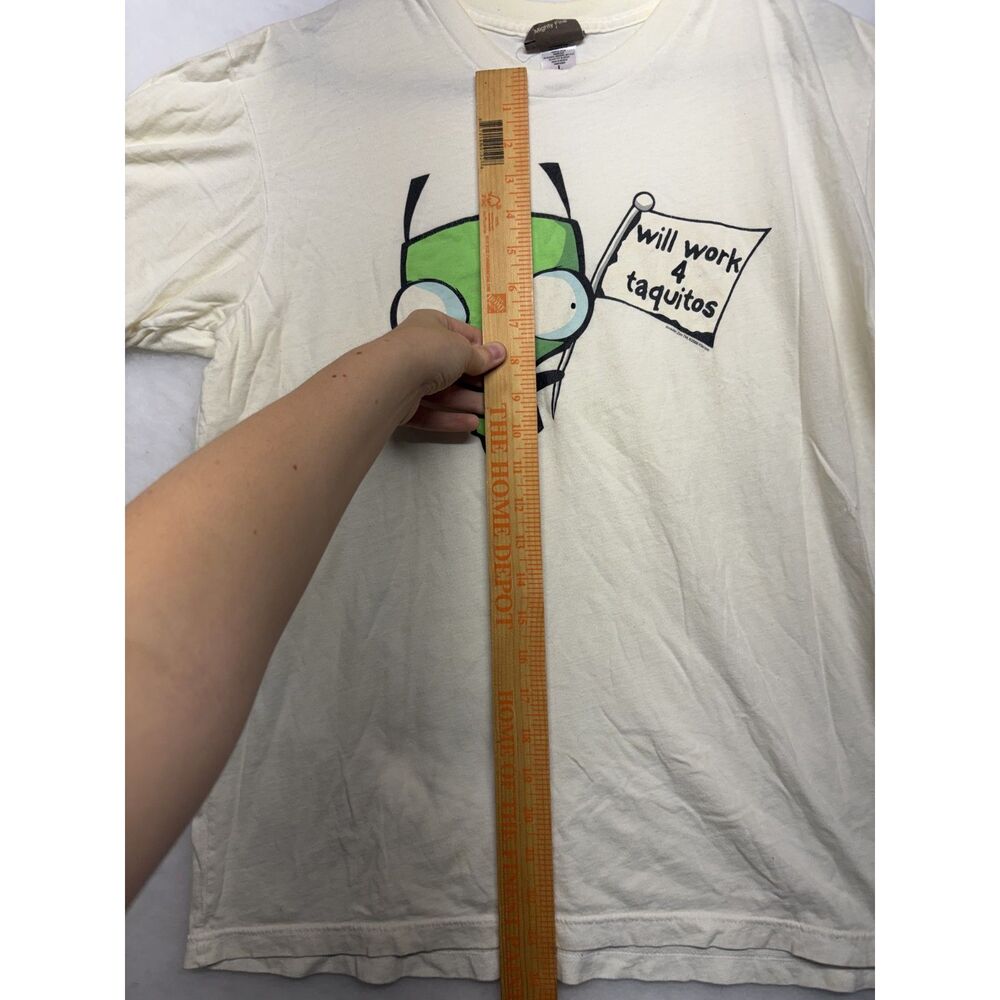 Vintage 2006 Invader Zim Gir Will Work 4 Taquitos T-Shirt Size L white - Picture 3 of 6